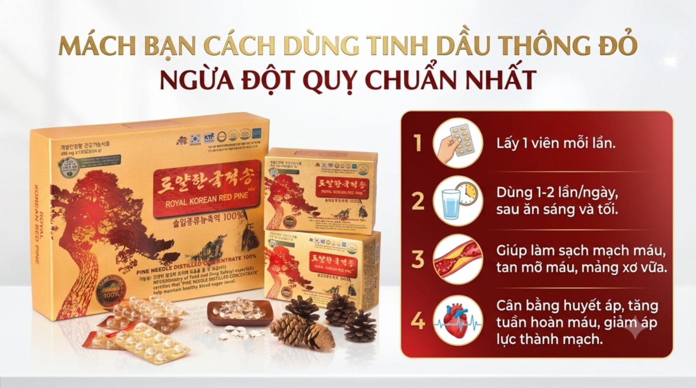 Mách bạn cách dùng tinh dầu thông đỏ ngừa đột quỵ chuẩn nhất